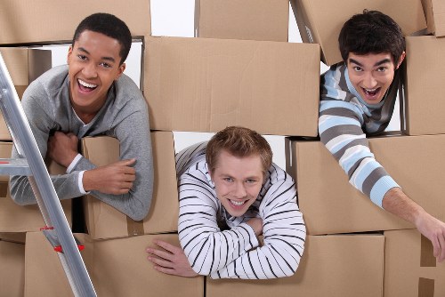 Packed boxes and furniture prepared for removals in Uxbridge