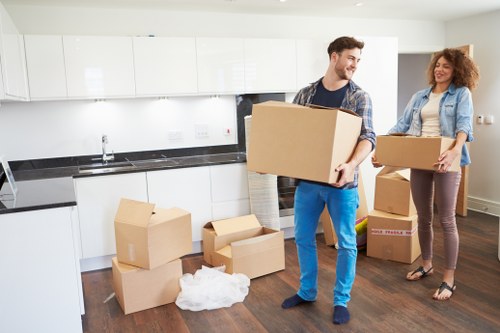 Furniture and boxes being prepared for student removals