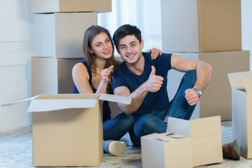 Residential moving service in Uxbridge with packed boxes and furniture